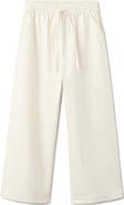 MANGO Pull-On Wide Leg Cotton Pajama Pants