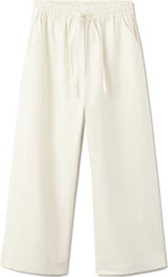 MANGO Pull-On Wide Leg Cotton Pajama Pants