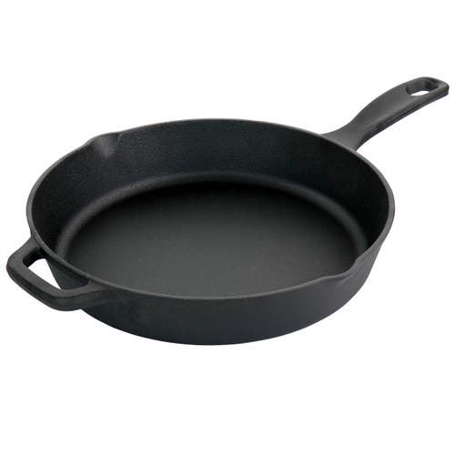 Oster Castaway 12 Inch Cast Iron Round Frying Pan With Dual Spouts In Black