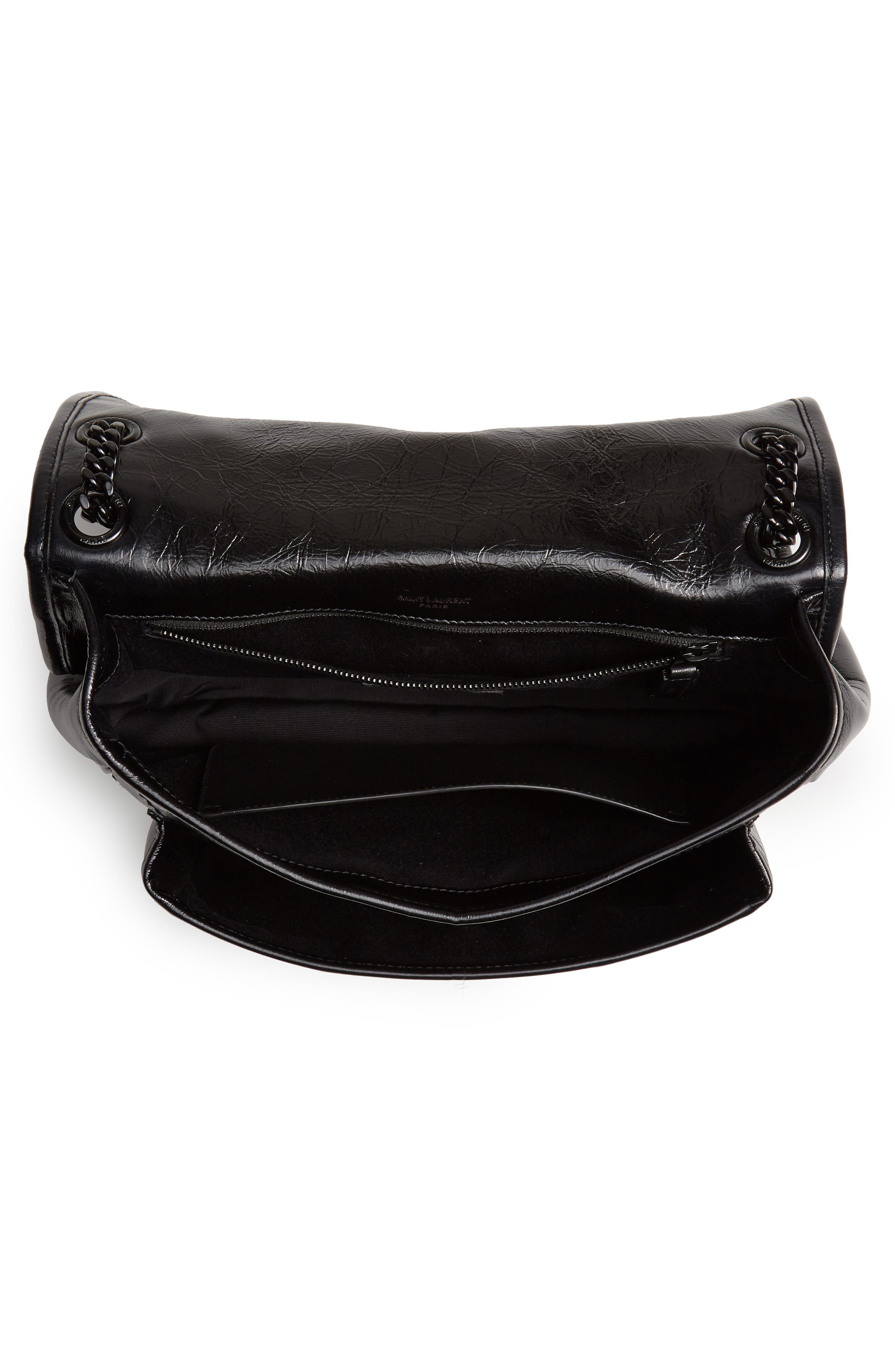 Saint Laurent Medium Niki Leather Shoulder Bag, Alternate, color, Noir