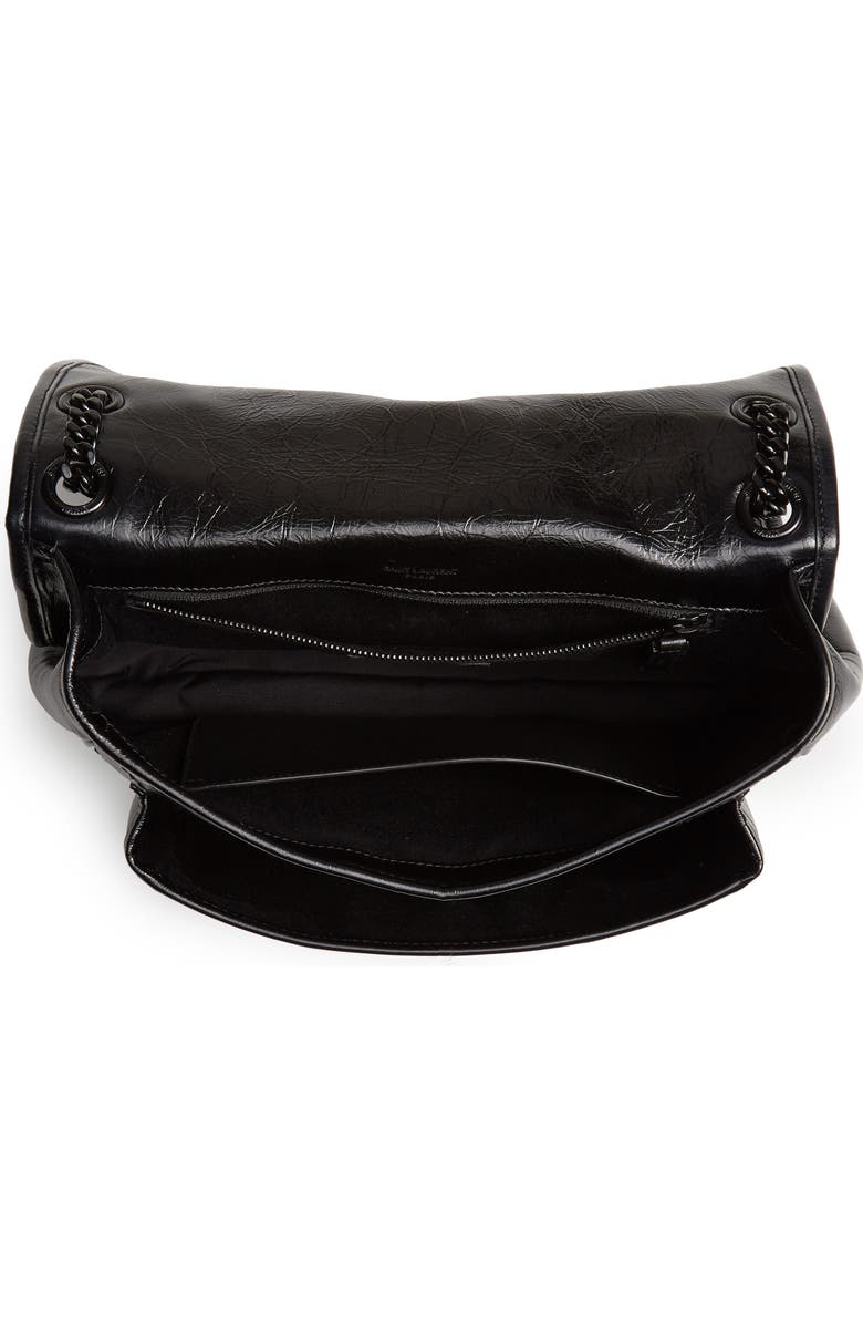 Saint Laurent Medium Niki Leather Shoulder Bag, Alternate, color, Noir