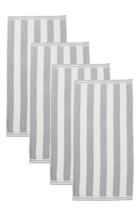 4-Pack Pastel Cabana Stripe Bath Towels
