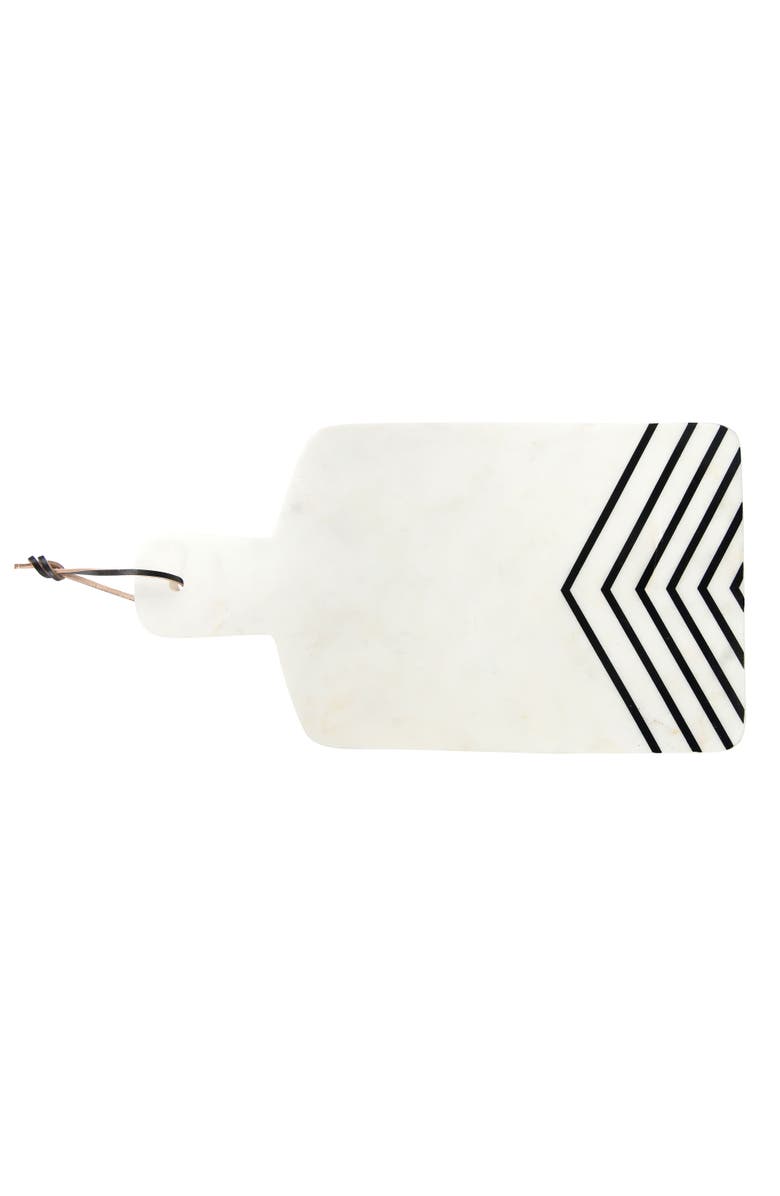 Storied Home Marble Cheese Board with Chevron Design, White and Black, Main, color, White