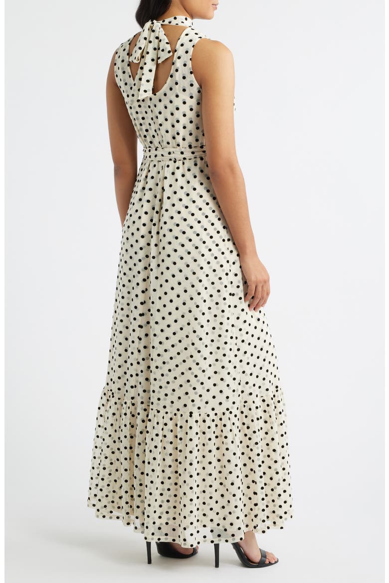 Polka Dot Sleeveless Gown, Alternate, color, IVORY/ BLACK