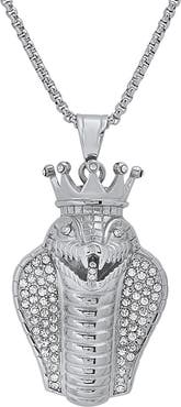 HMY JEWELRY Stainless Steel Simulated Diamond Cobra Pendant Necklace