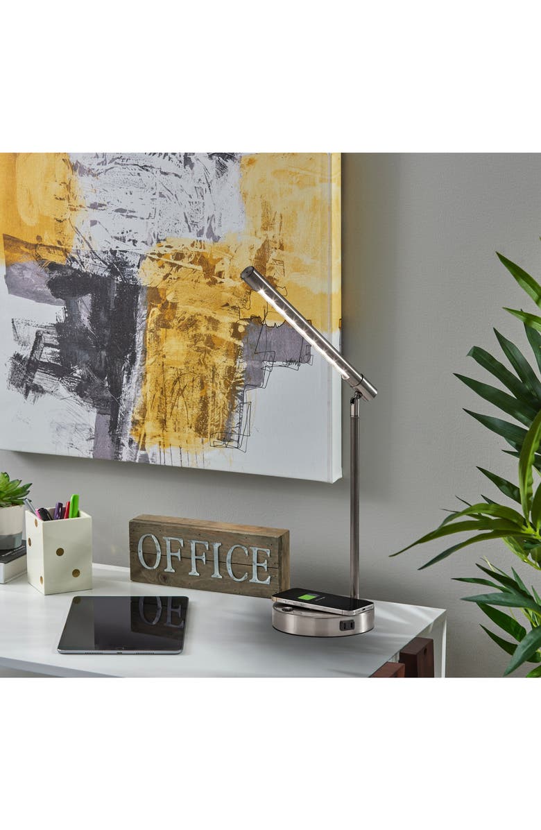 ADESSO LIGHTING DAX LED Wireless Charging Desk Lamp, Alternate, color, Brushed Steel