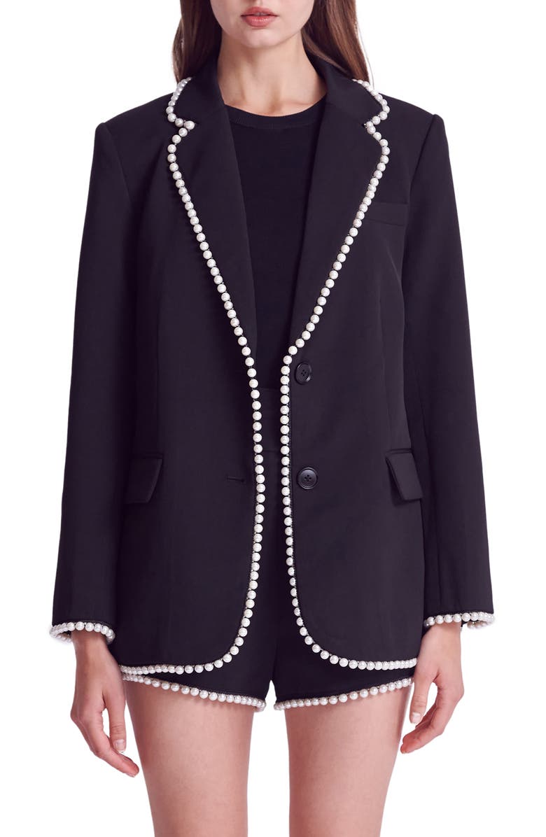 Endless Rose Premium Imitation Pearl Trim Blazer, Main, color, 