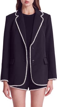 Endless Rose Premium Imitation Pearl Trim Blazer