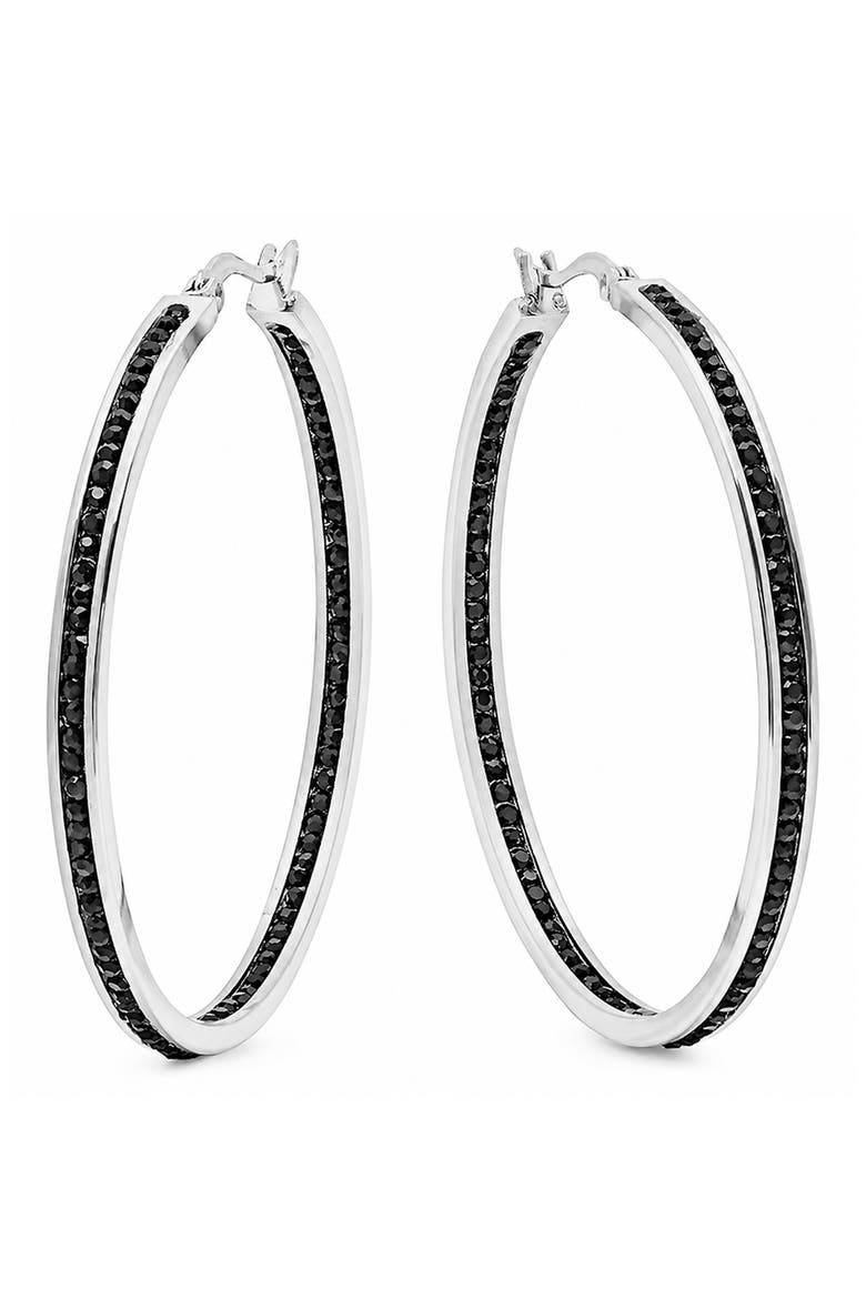 50mm Hoop Earrings, Main, color, SILVER/ BLACK