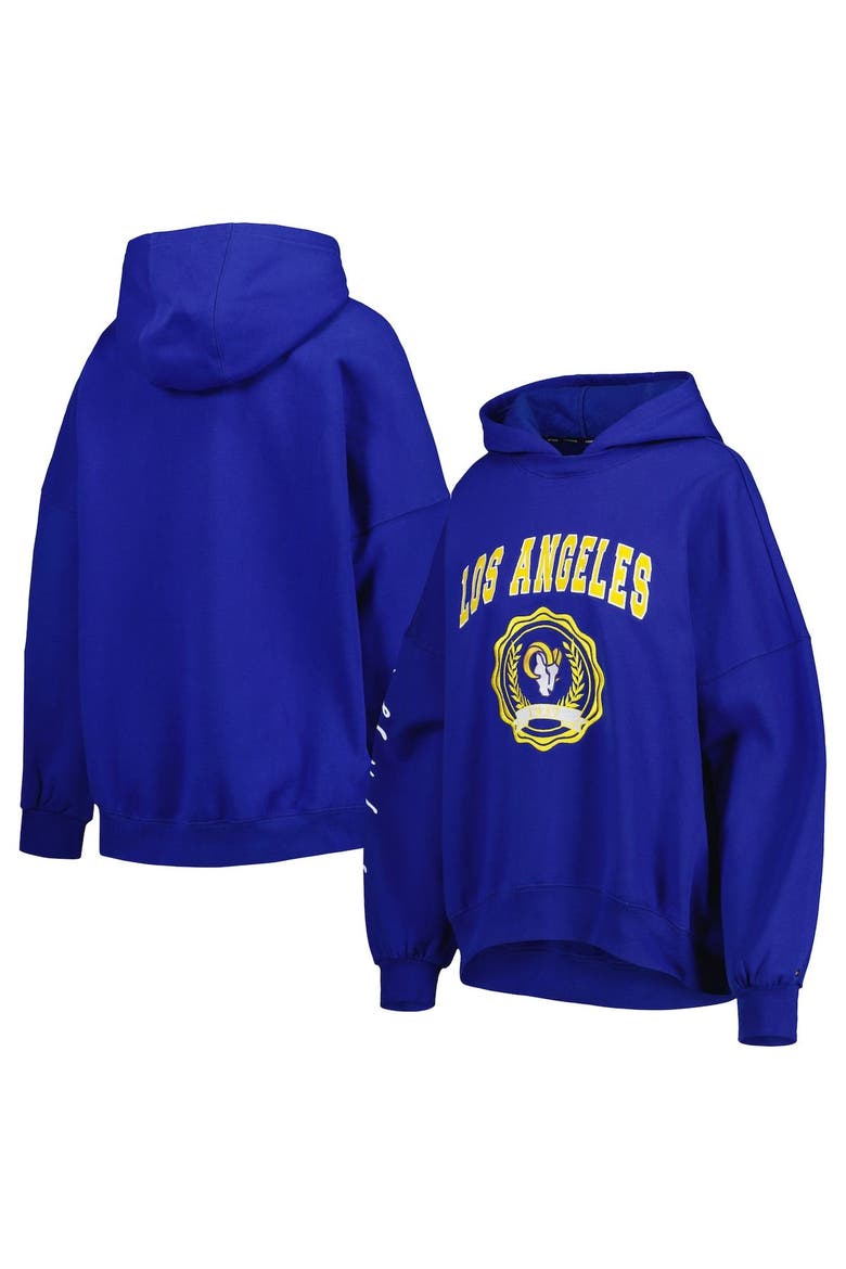 Women's Tommy Hilfiger Royal Los Angeles Rams Becca Drop Shoulder Pullover Hoodie, Main, color, Royal