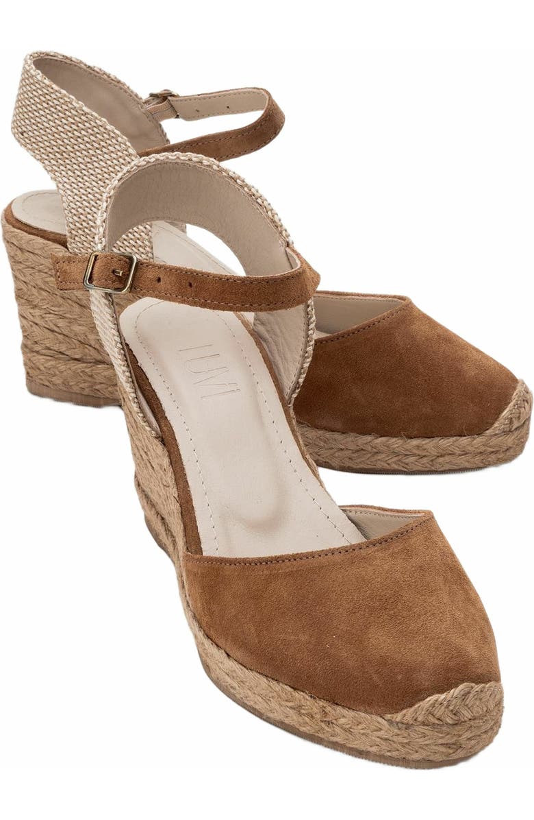 Forever & Always Shoes Sinta Suede Leather Platform Espadrille, Main, color, Cognac Brown Suede Leather