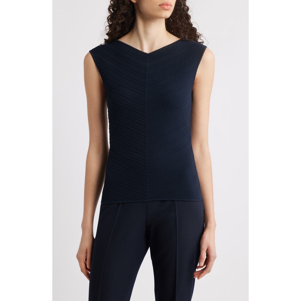 Hugo Boss Boss Faitini Rib Sleeveless Top In Sky Captain
