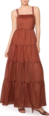 MELLODAY Tiered Satin Maxi Dress