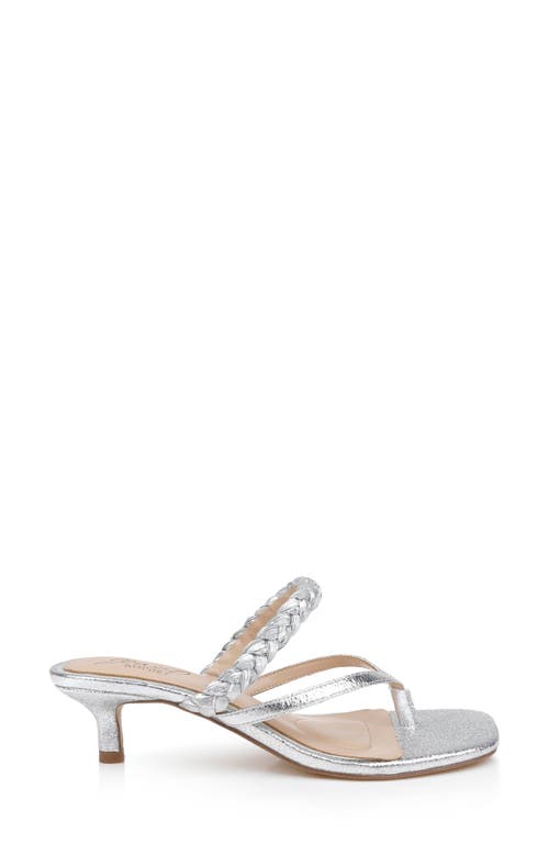 Jewel Badgley Mischka Nadya Kitten Heel Flip Flop In Silver Metallic