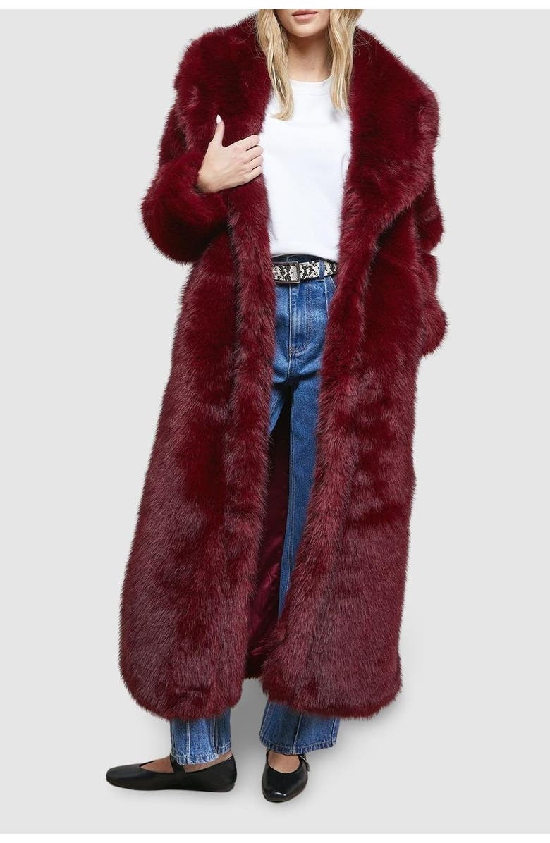 Oasis Maxi Faux Fur Plush Coat, Alternate, color,