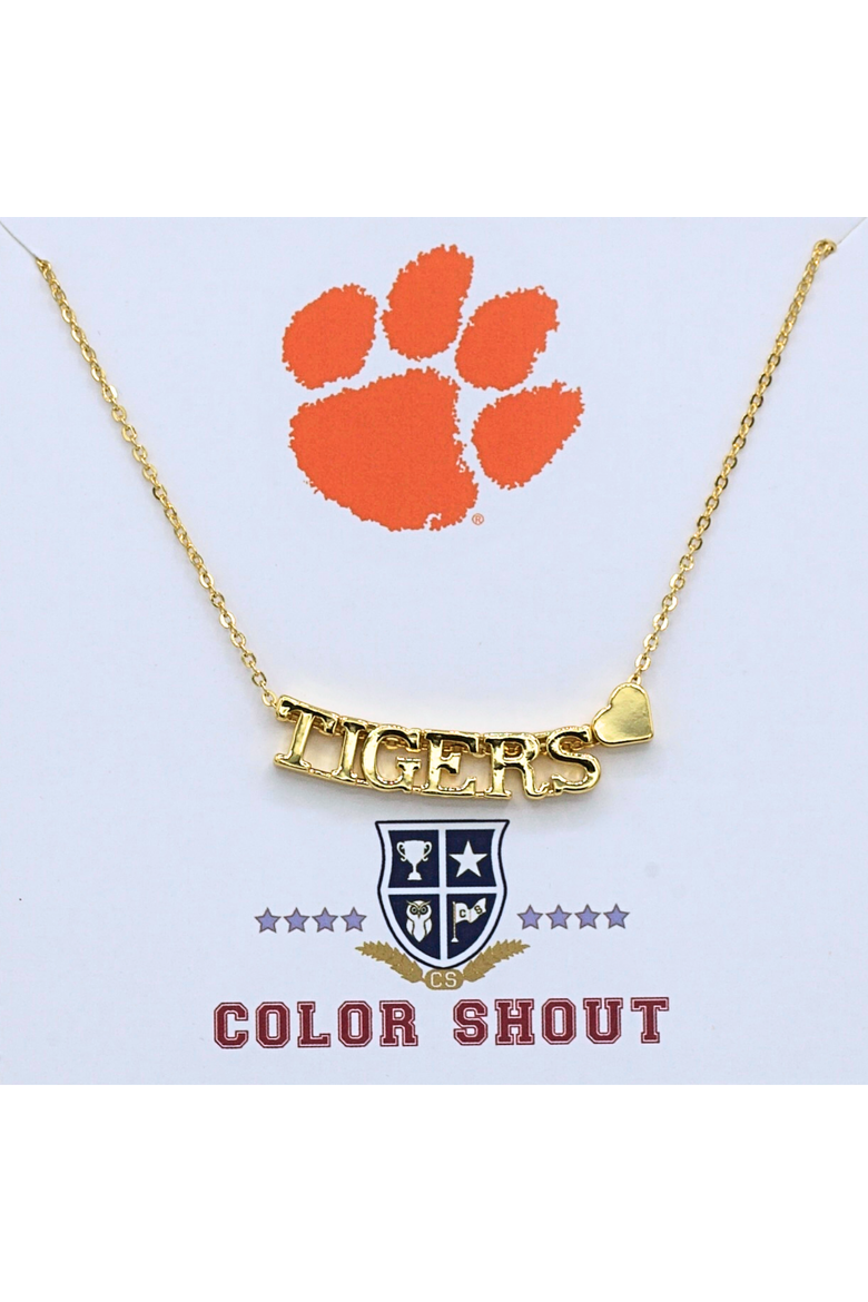 Clemson University Gold Heart  Necklace, Main, color, Yellow Gold