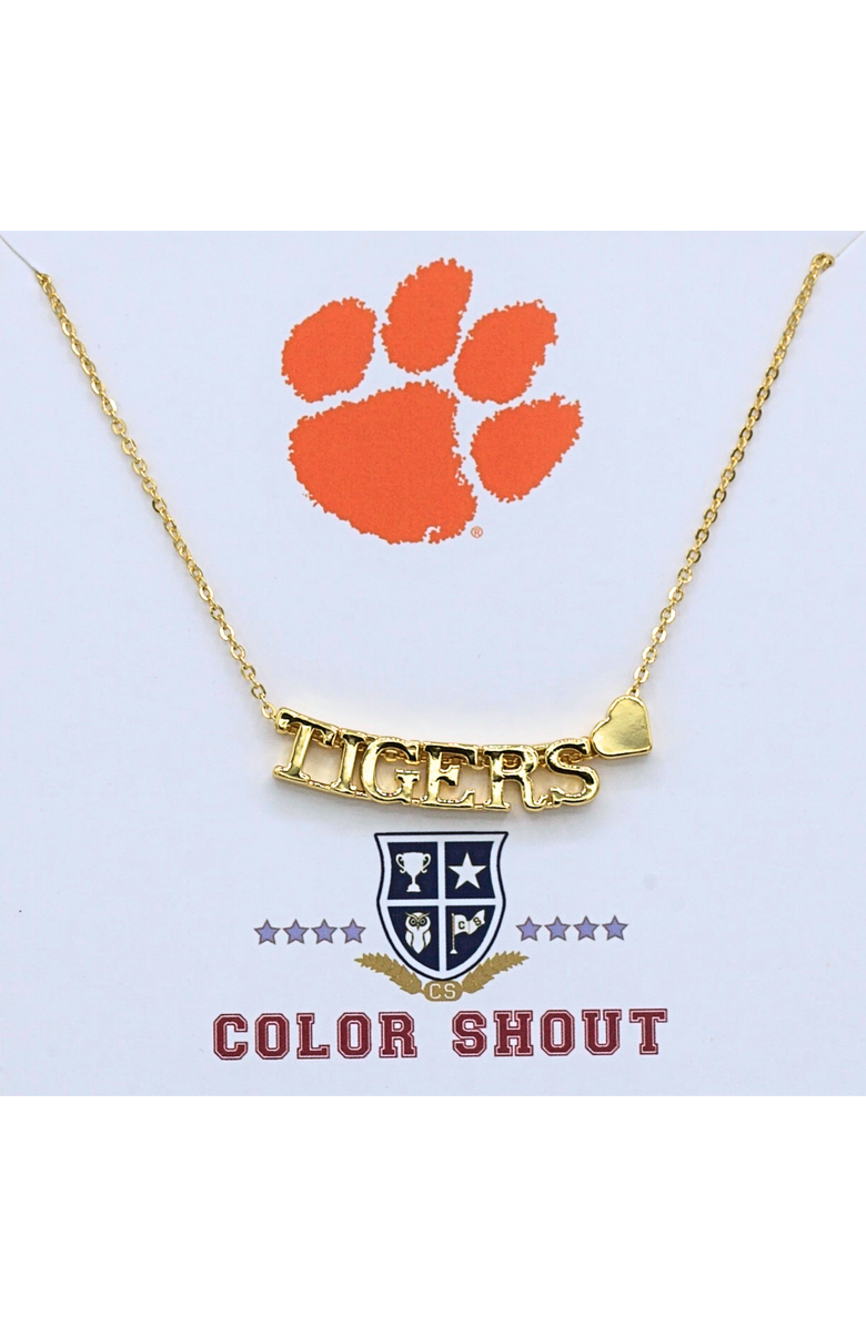 Color Shout Clemson University Gold Heart Necklace, Main, color, Yellow Gold
