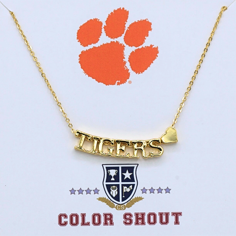 Clemson University Gold Heart  Necklace