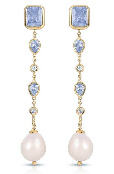 Gleaming Cubic Zirconia Linear Earrings