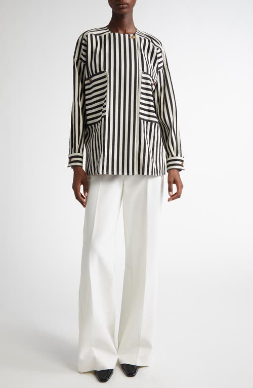 Max Mara Polonia Wide Leg Stretch Virgin Wool Canvas Pants In White