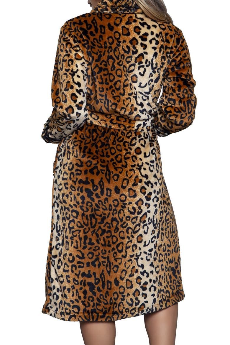 Leopard Plush Fleece Robe, Alternate, color, LEOPARD