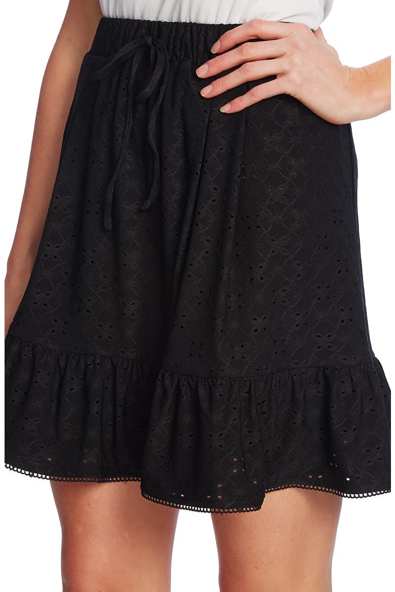 Eyelet Ruffle Skirt, Alternate, color, RICH BLACK