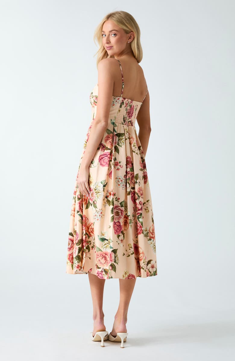 GUESS Bria Sleeveless Linen Blend Midi Dress, Alternate, color, Cosmic Peony Print