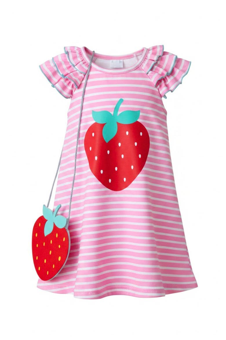 Strawberry Cutie Summer Dress and Purse Set, Main, color, Pink