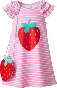 Mia Belle Girls Strawberry Cutie Summer Dress and Purse Set