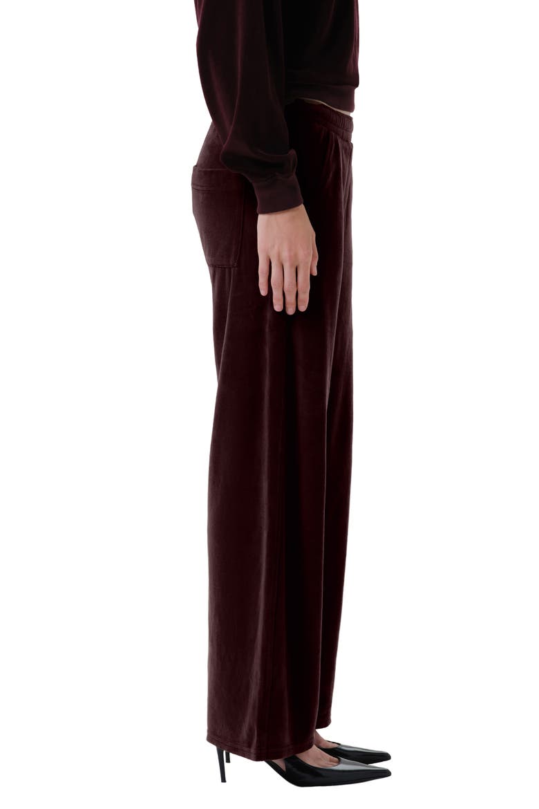 Brynn Wide Leg Velour Pants, Alternate, color, BURGUNDY