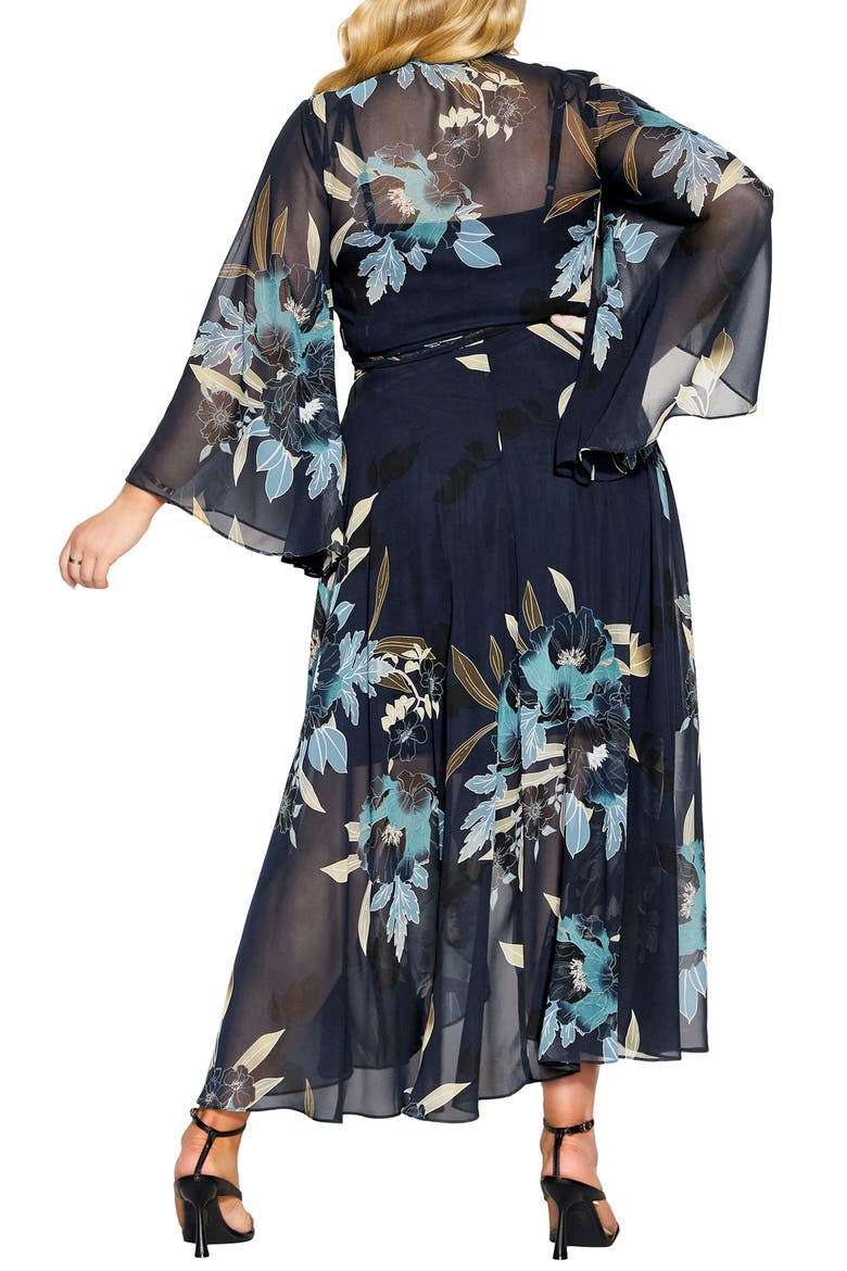 Eleanor Floral Long Sleeve Maxi Wrap Dress, Alternate, color, NAVY BOLD BLOOM
