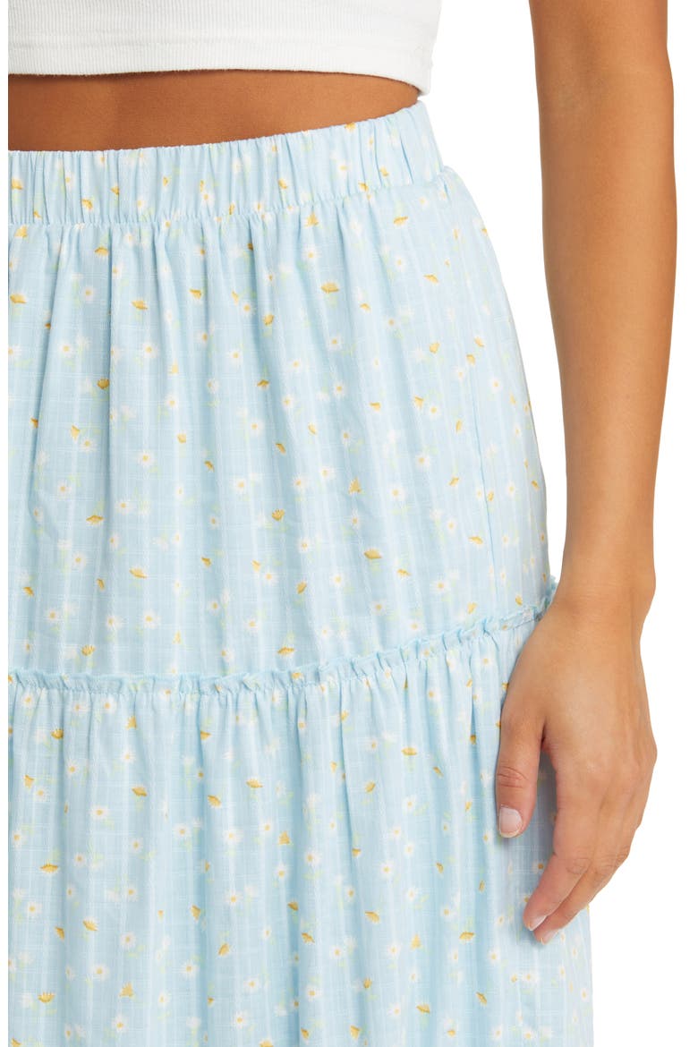 Tiered Cotton Maxi Skirt, Alternate, color, BLUE LIGHT DITSY FLORAL