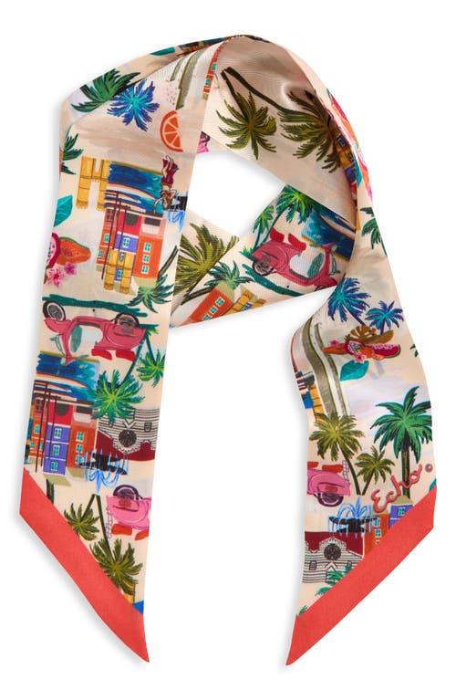 Echo Positano Ribbon Silk Scarf In Pink Hibiscus