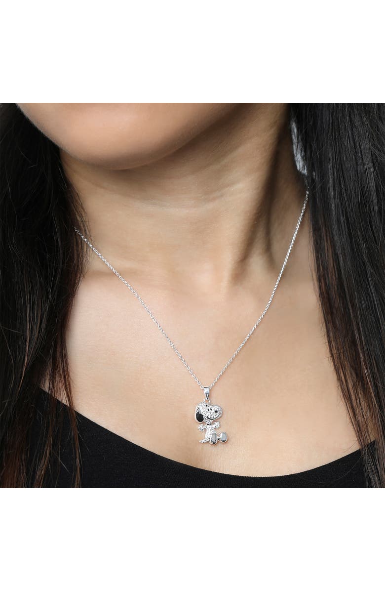 PEANUTS Snoopy Silver Plated 3D Pave Pendent, 18'' Chain, Alternate, color, Silver