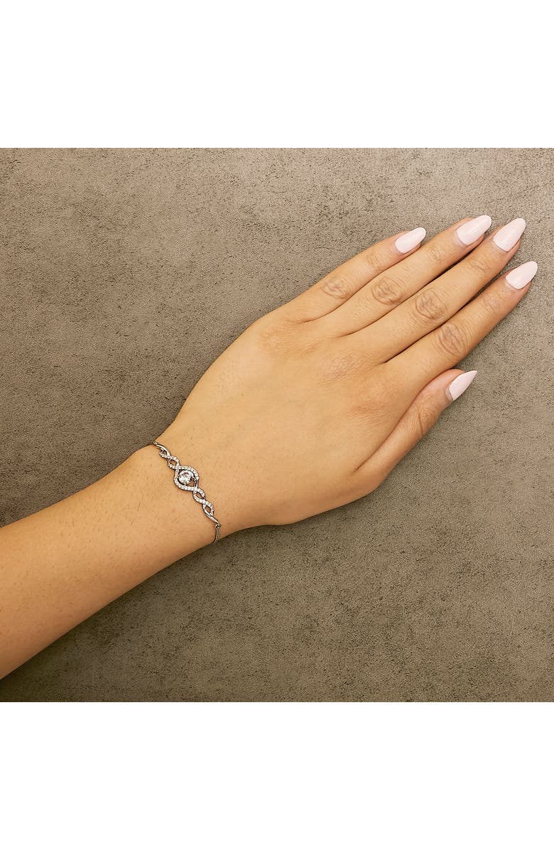 Haus of Brilliance .925 Sterling Silver Created White Sapphire Knotted Twist Bolo Bracelet, Alternate, color, White