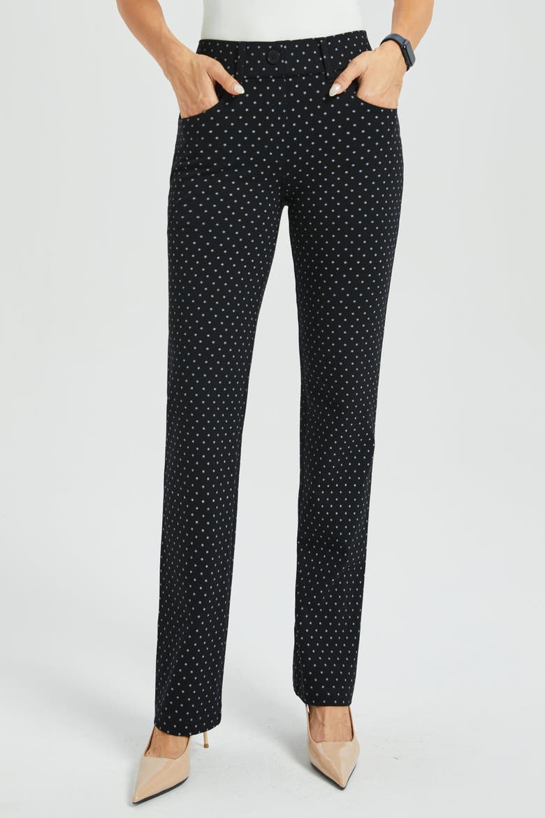 7 Pocket DPYP Dress Pant Yoga Pants Straight, Main, color, Black White Star