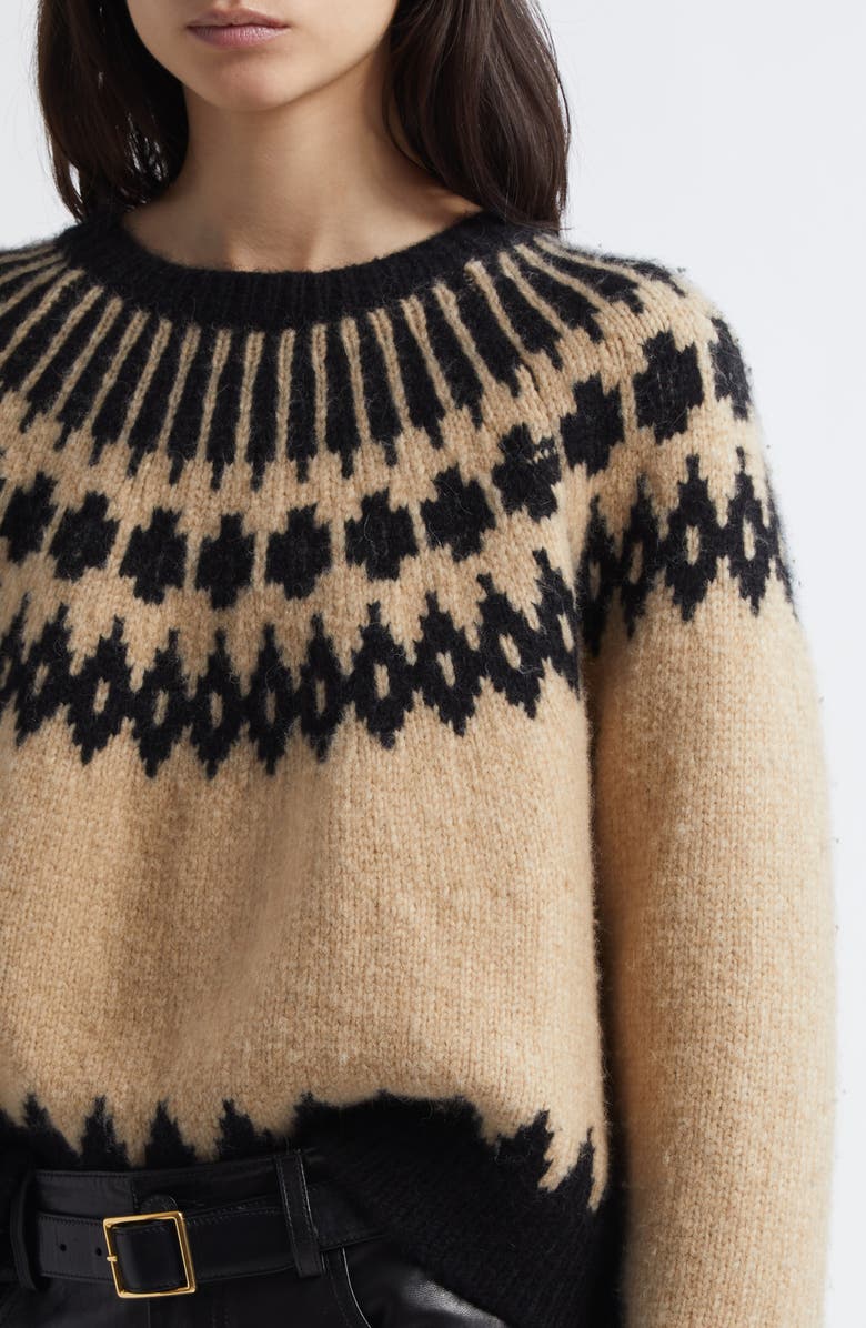 Nili Lotan Alena Sweater, Alternate, color, Light Camel Fair Isle