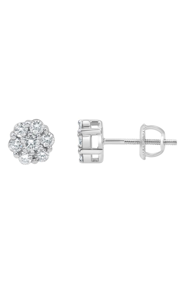 LuvMyJewelry Lab Grown Diamond Floral Cluster Stud Earrings, Main, color, 14K White Gold