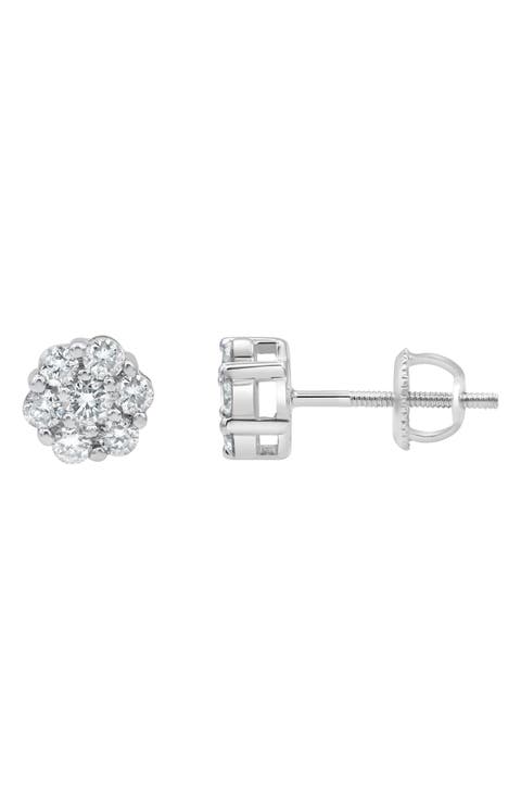 Lab Grown Diamond Floral Cluster Stud Earrings