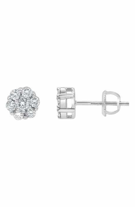 LuvMyJewelry Lab Grown Diamond Floral Cluster Stud Earrings