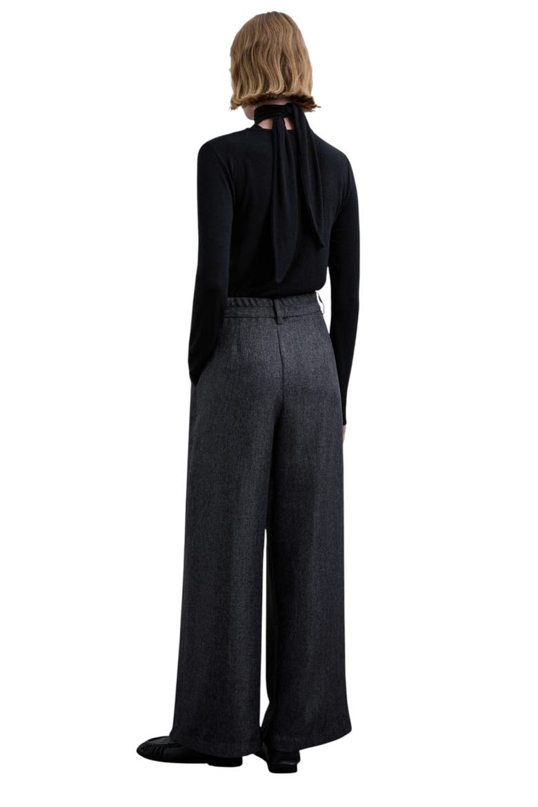 Herringbone Pleated Trousers, Alternate, color, Grey
