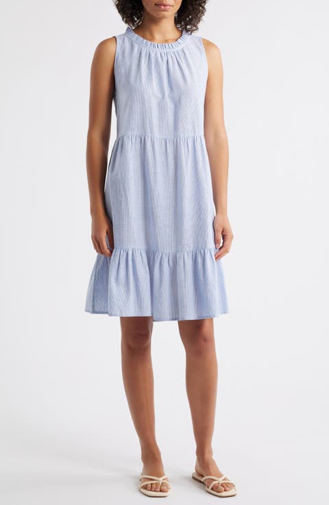 Saison Sleeveless Tiered Linen & Cotton Dress
