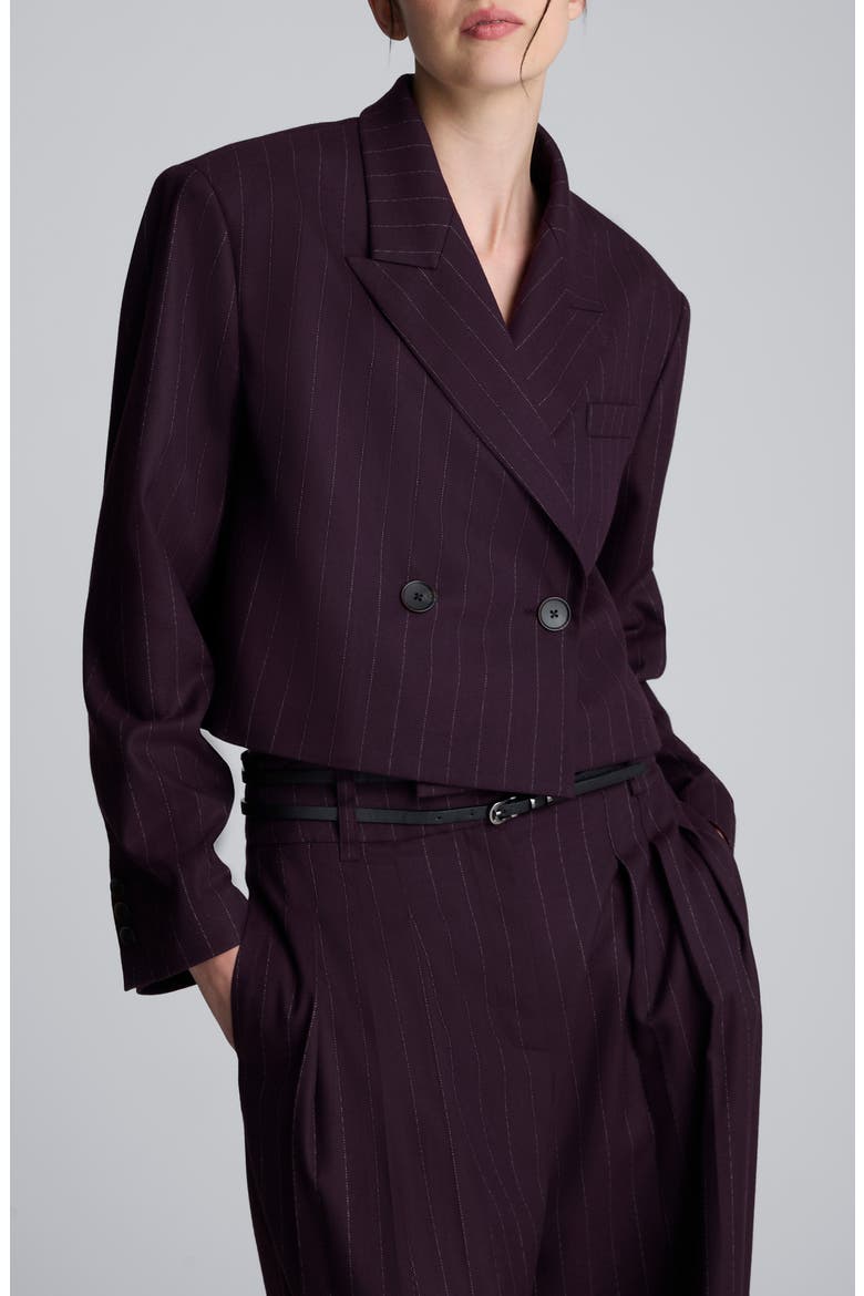 Double Breasted Crop Boyfriend Blazer, Main, color, DEEP MAROON MULTI
