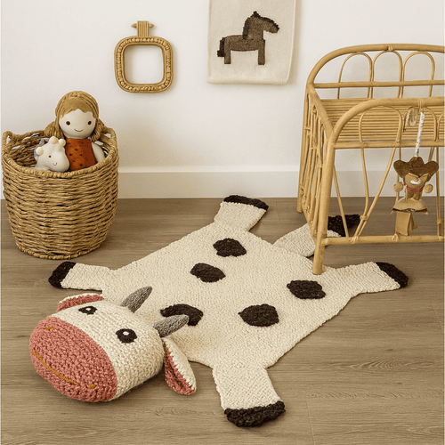 Finn & Emma Finn + Emma Organic Wool Play Mat + Nursery Rug | Cow In White