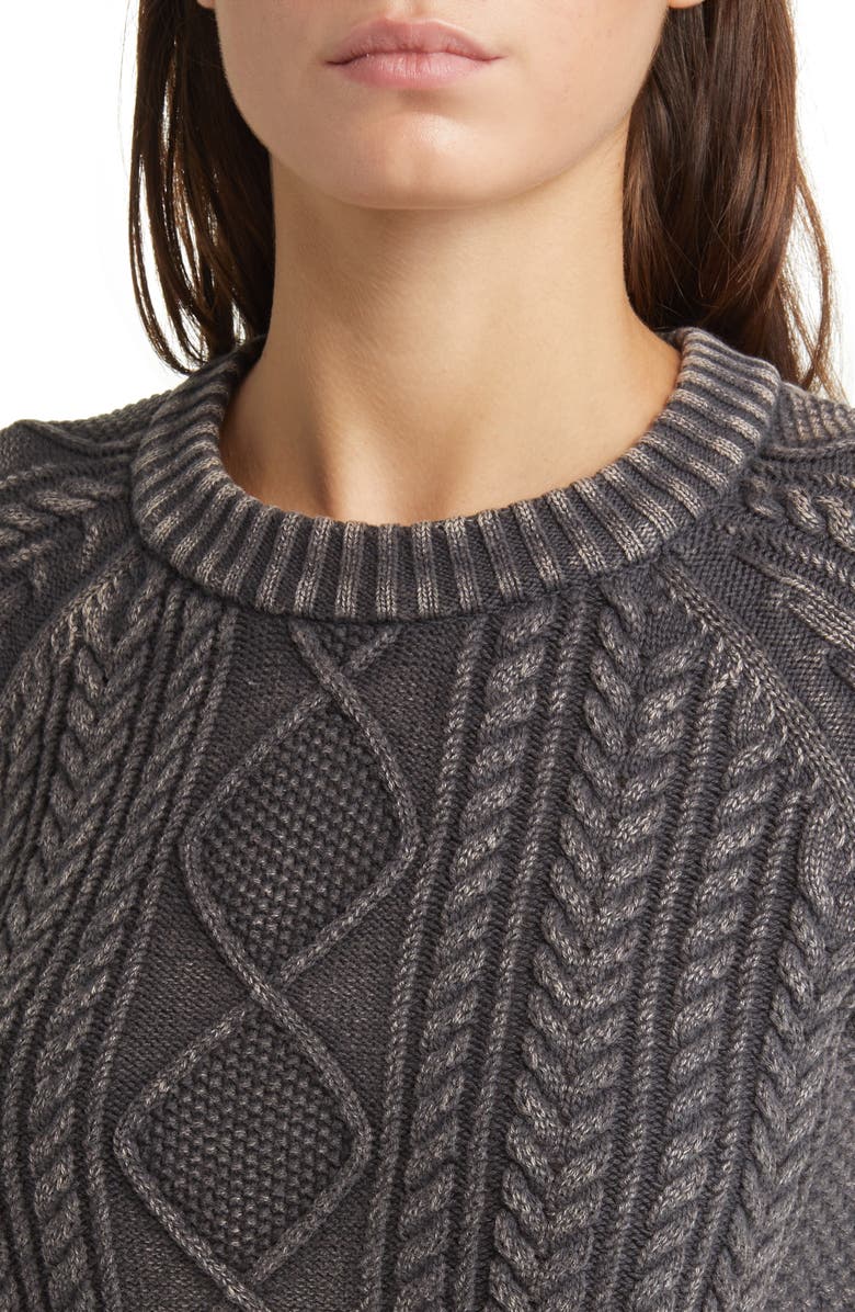 Faherty Sunwash Organic Cotton Cable Crewneck Sweater, Alternate, color,