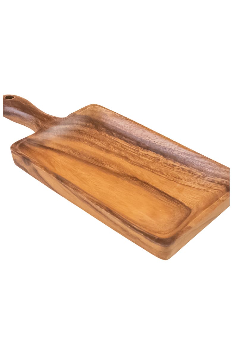 Acacia Serving Tray with Handle, Alternate, color, Natural Brown Rectangle Tray