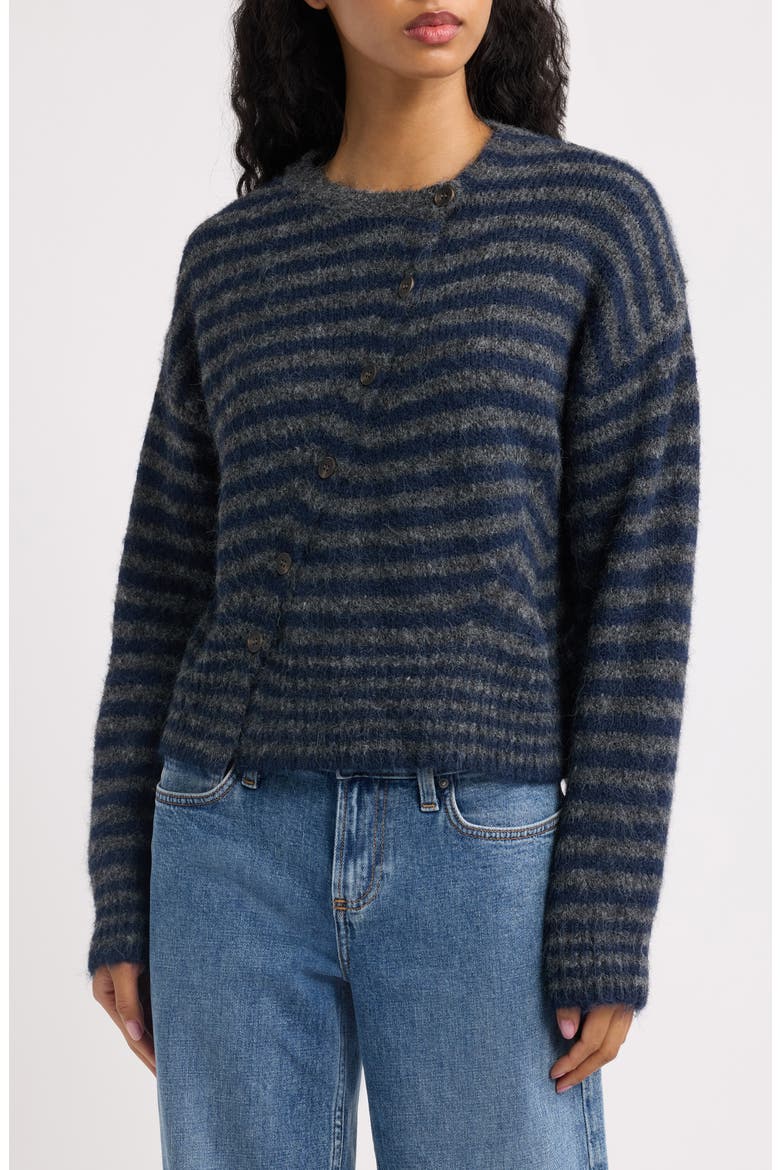 Asymmetric Stripe Cardigan, Main, color, GREY