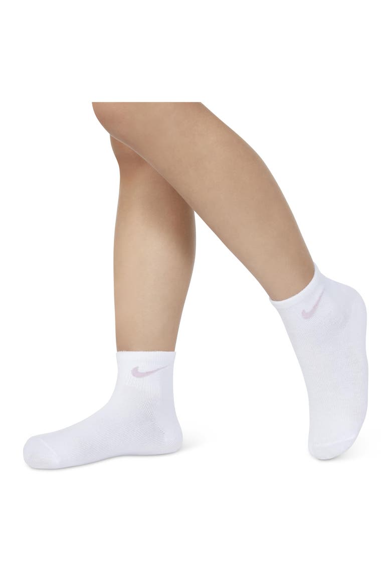 Kids' Metallic 6-Pack Swoosh Quarter Socks, Alternate, color, DOLL