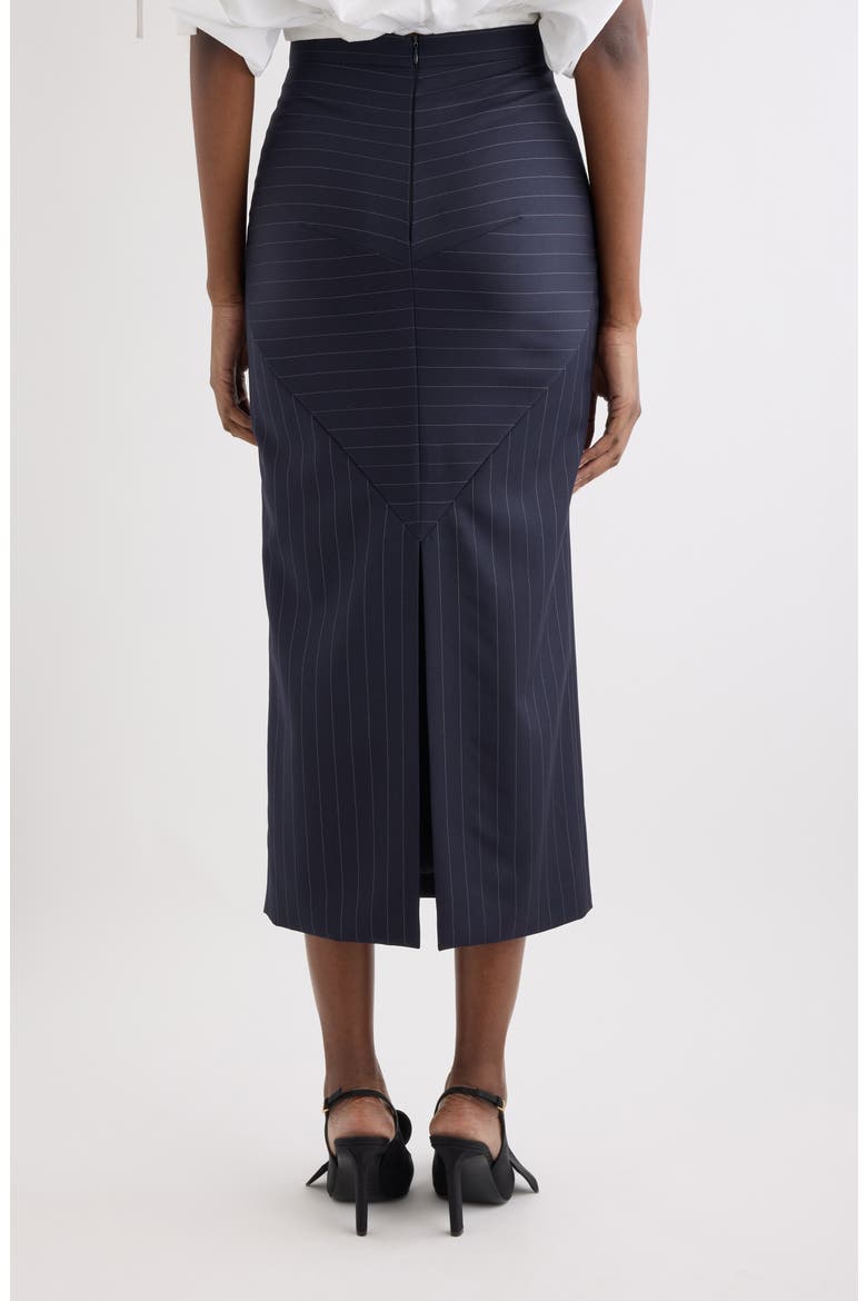 Pinstripe Wool Pencil Midi Skirt, Alternate, color, DARK NAVY
