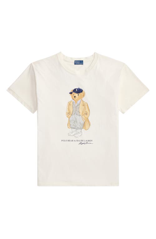 Polo Ralph Lauren Ivory Cotton Jersey T-shirt With Iconic Embroidered Polo Bear In White